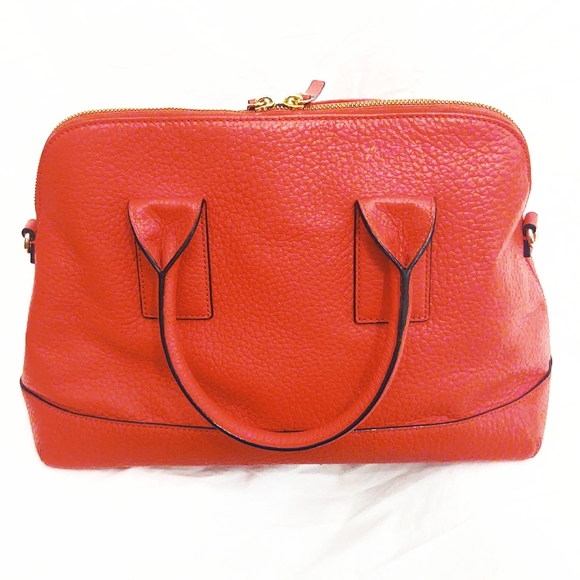 New kate spade Large Red Domed 2 Way Pebble Leather Convertible Crossbod… - Picture 3 of 16
